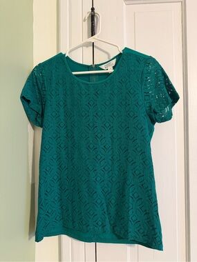 Market & Spruce Green Lace Shirt